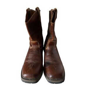 DOUBLE H Men's Western Boots. Brown leather cowboy boots size10 D Oil spill resi